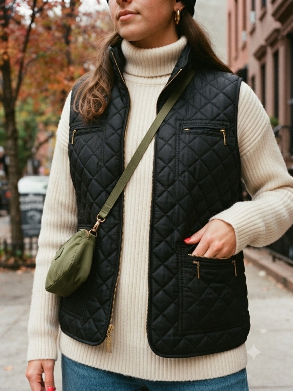 Chico's Black Quilted Vest Y2K Indie Sleaze Puffer Full Zip Size 3/ XL